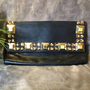 betsey johnson clutch - authentic - black leather